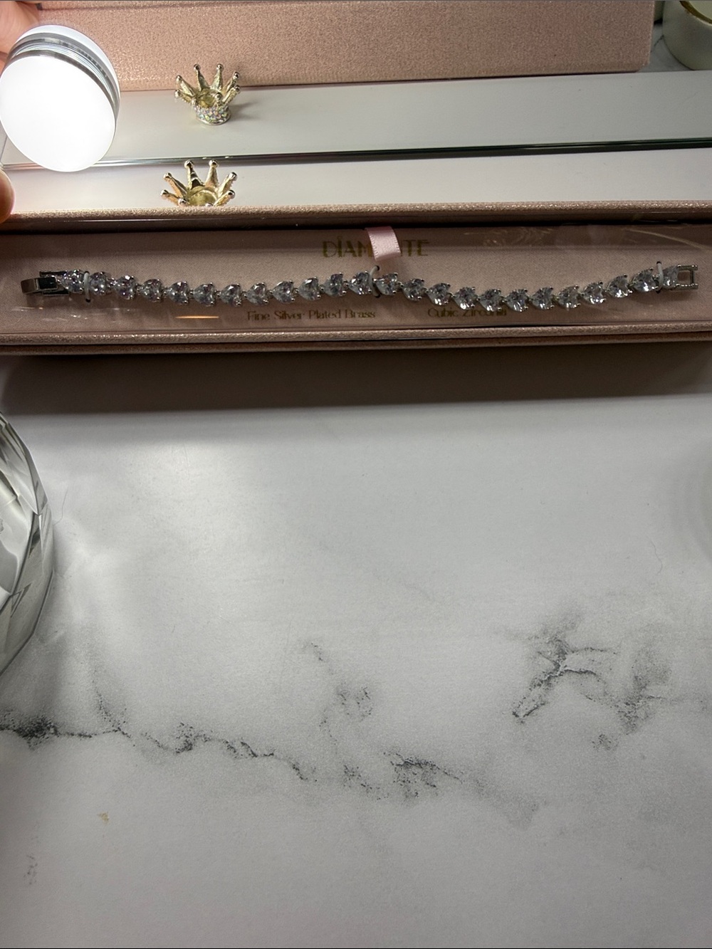 Diamond-Style Clear Crystal Tennis Bracelet - Elegant Silver Tone